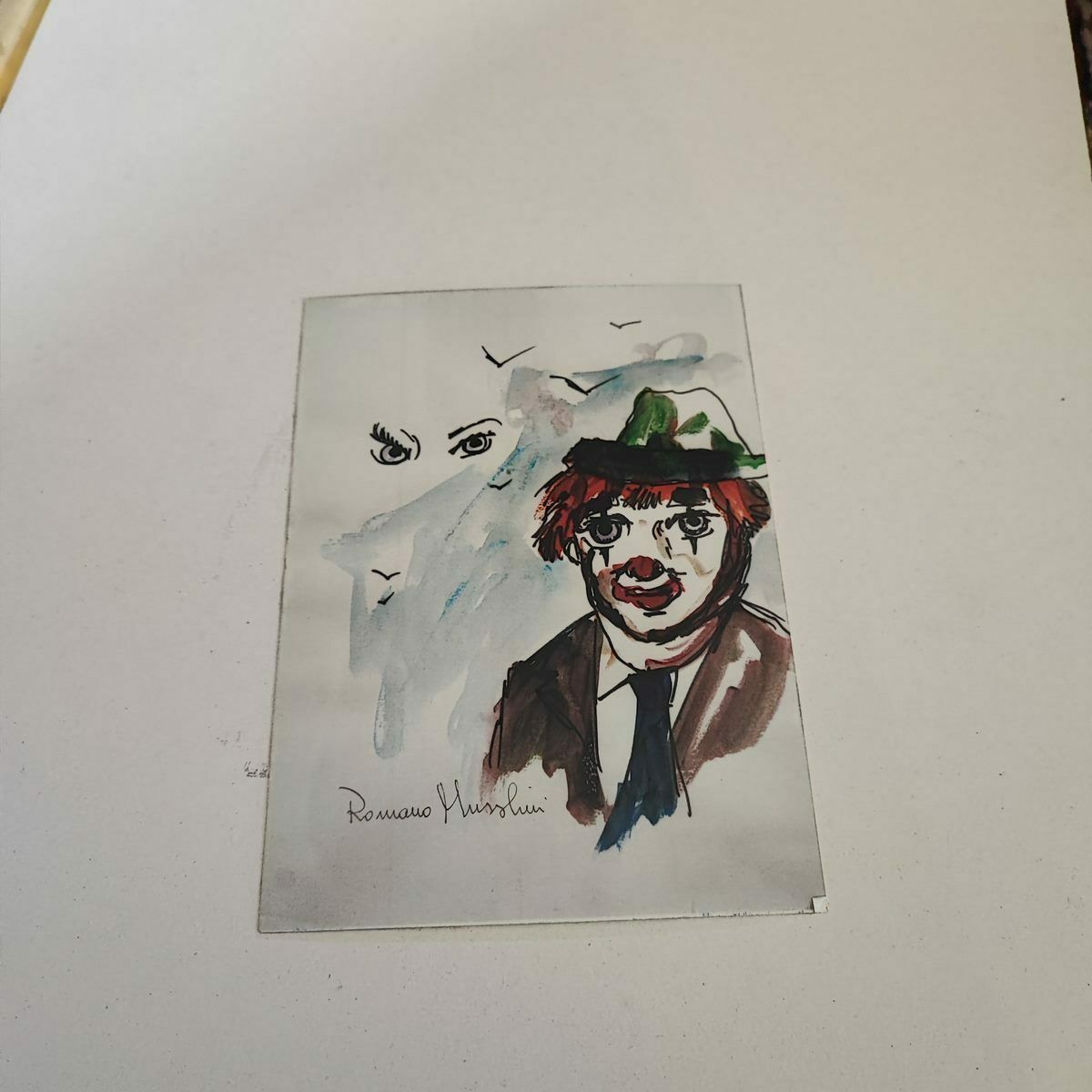 photo for sale Work By Romano Mussolini Mixed Media, Eyes Controlling The Claum With Tie