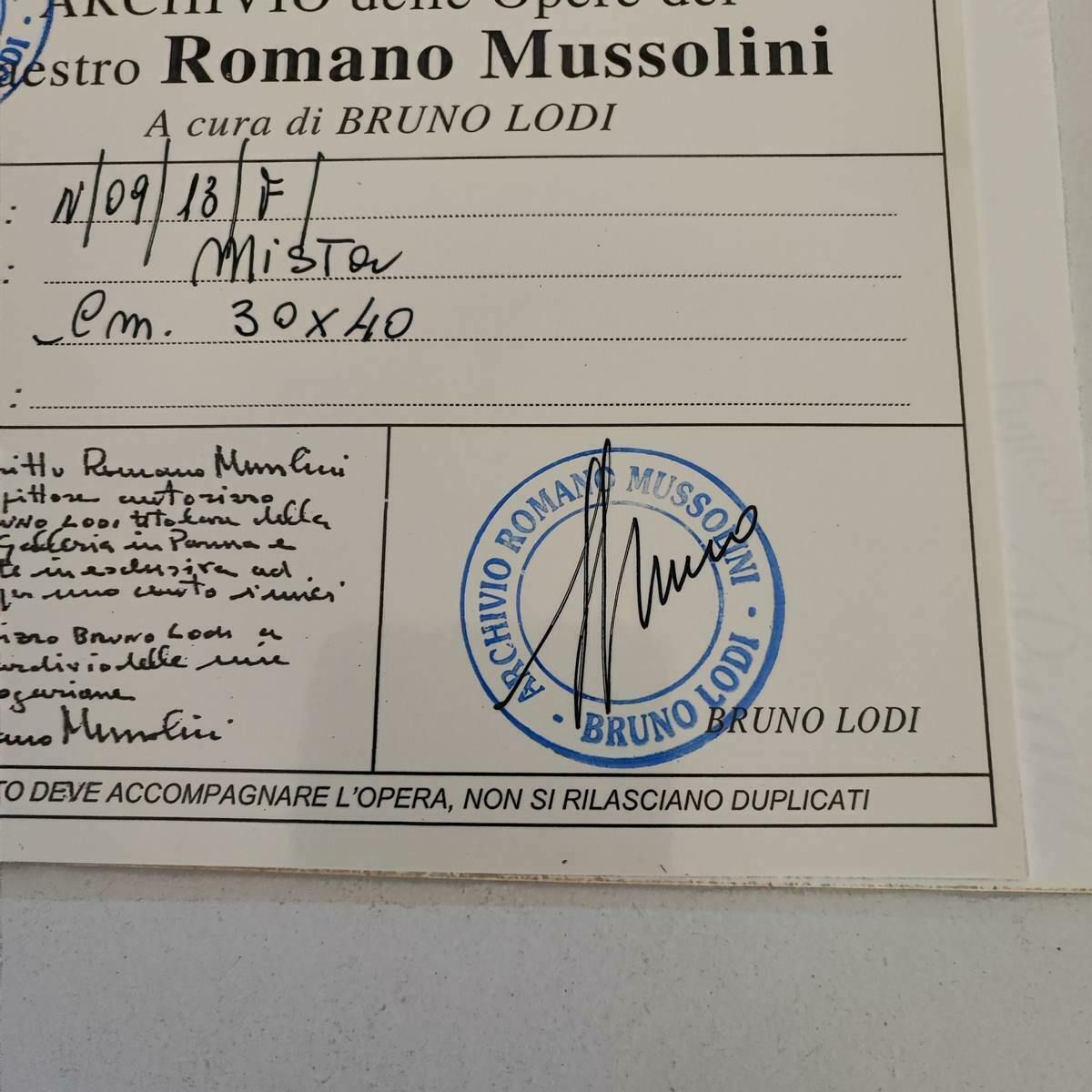 798.0 Work By Romano Mussolini Mixed Media, Eyes Controlling The Claum With Tie photo