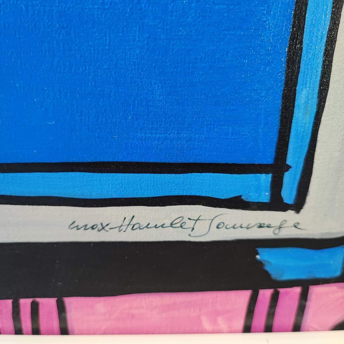 Acrylic Painting On Canvas Max Hamlet, Strugle Of Opponents Year 1986 photo vinterior