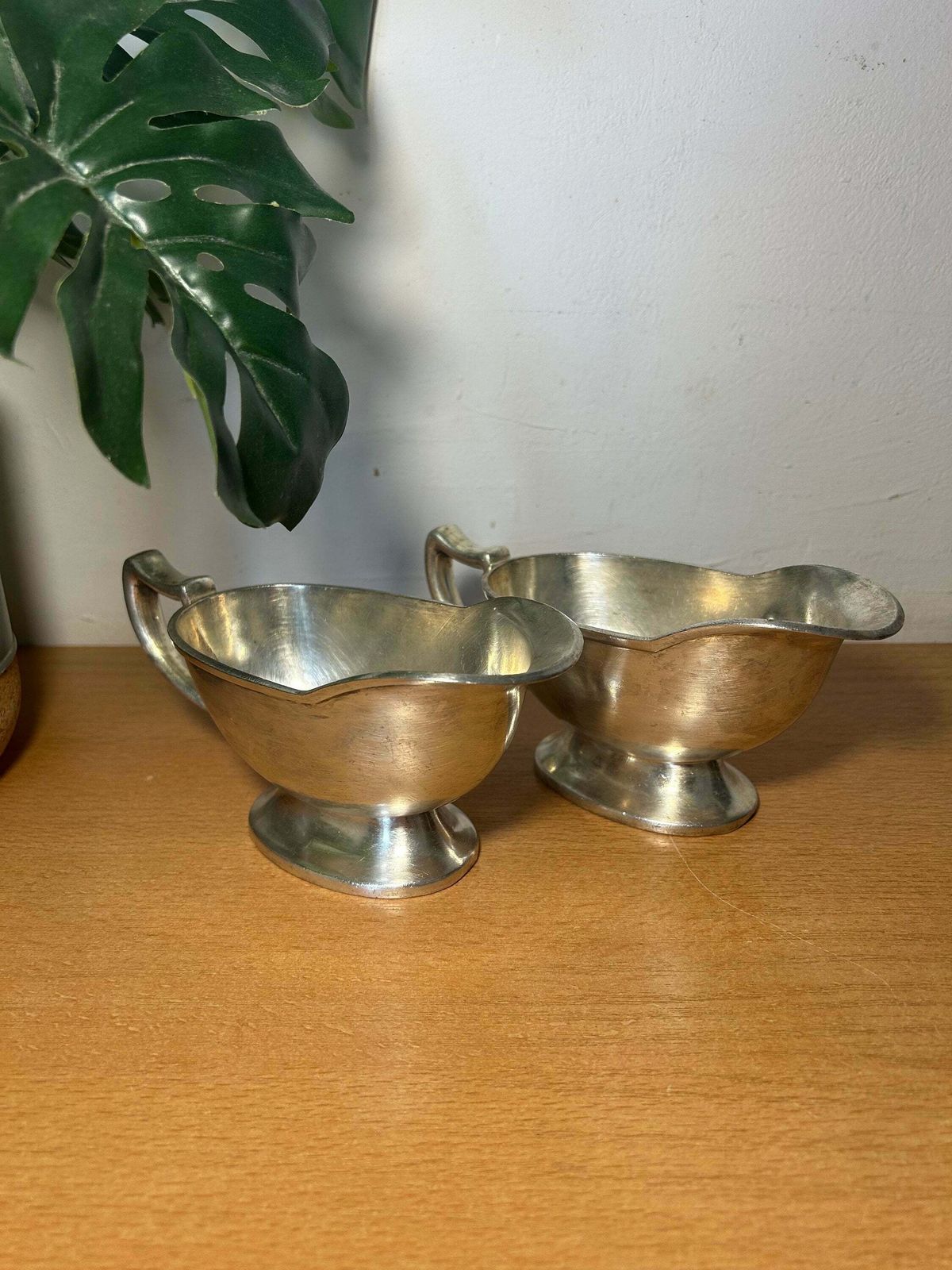 Antique German Sternegg Schaffhausen Gebruder Hepp Exclusiv Silver Plated Creamer Gravy Boat / Set Of 2