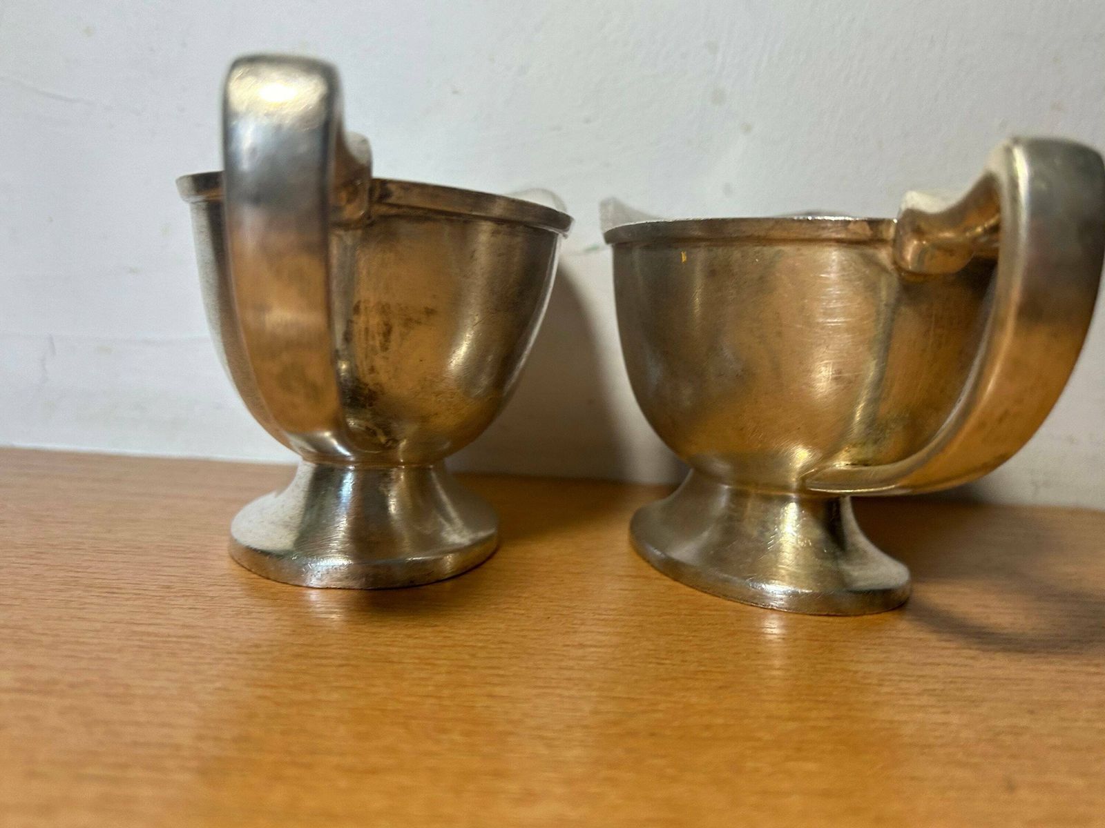 Antique German Sternegg Schaffhausen Gebruder Hepp Exclusiv Silver Plated Creamer Gravy Boat / Set Of 2 photo vinterior