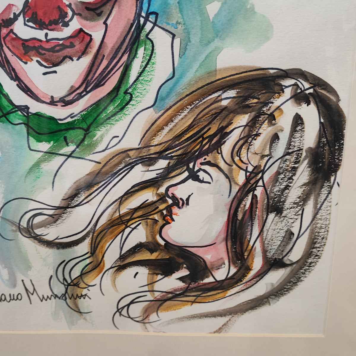 Work By Romano Mussolini Mixed Media, Clown And Girl photo furniture