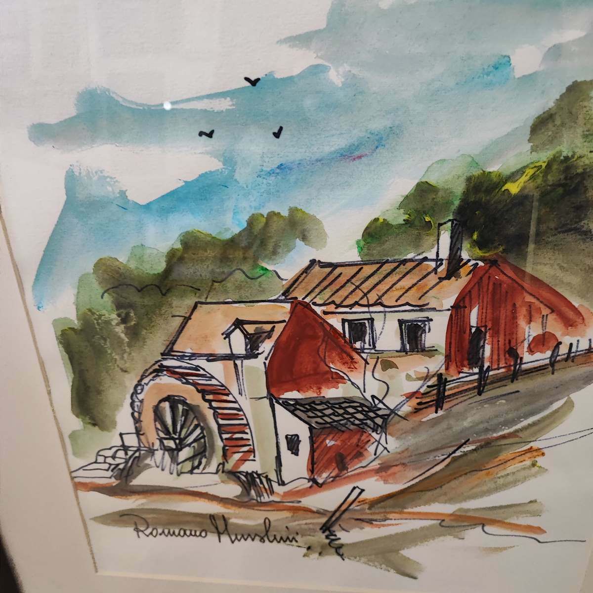 Work Of Roman Mussolini Tempera Farmhouse With Mill photo furniture