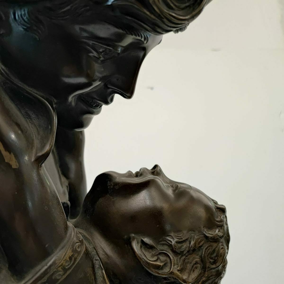 Bronze Sculpture, Anonymous Artist Maternita" Woman With Child With Marble Base photo for sale