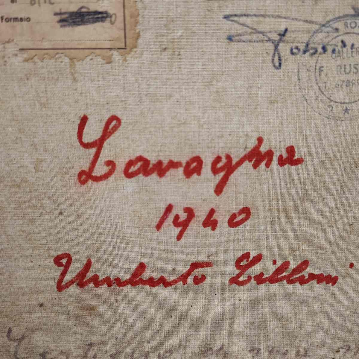 photo vintage Work By Umberto Lilloni Oil On Canvas, Blackboard 1940