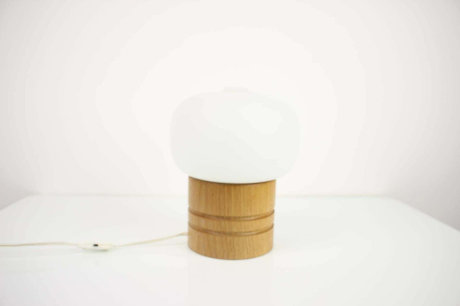 photo for sale Wooden Table Lamp Osvetlovaci Sklo Valasske Mezirici, 1960s