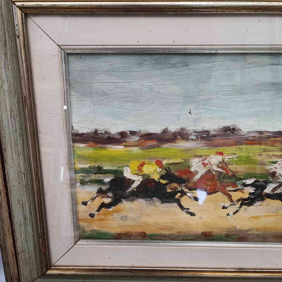 Oil Painting On Canvas By Antonio Bertone, Spring Race 1979 photo furniture
