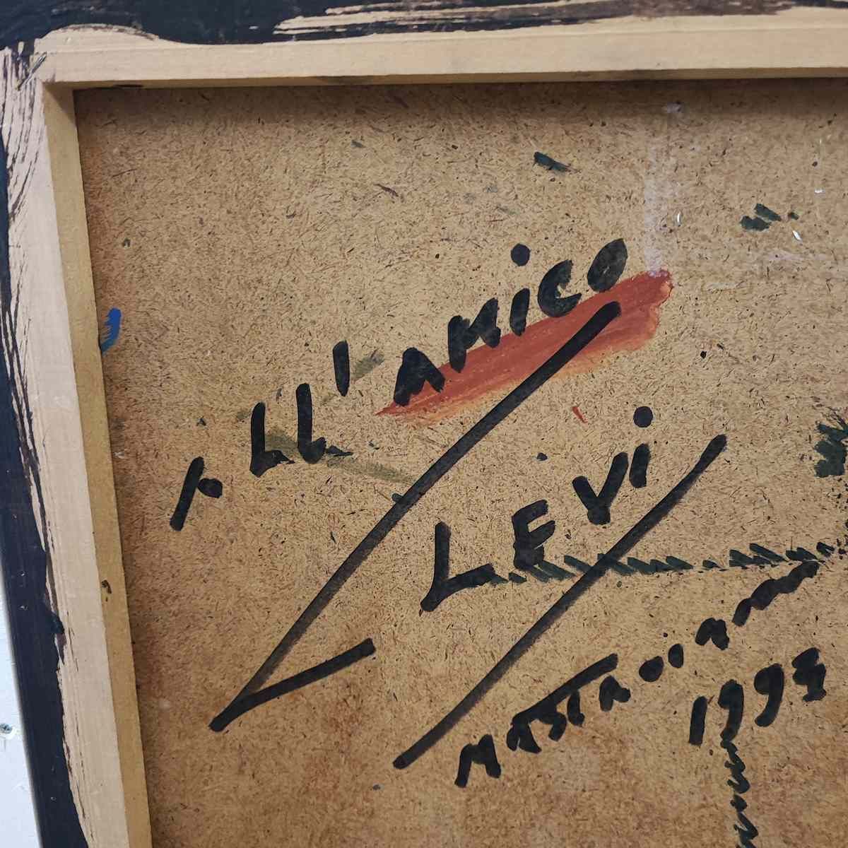 Oil Painting On Cardboard By Umberto Mastroianni, 1993 photo vintage