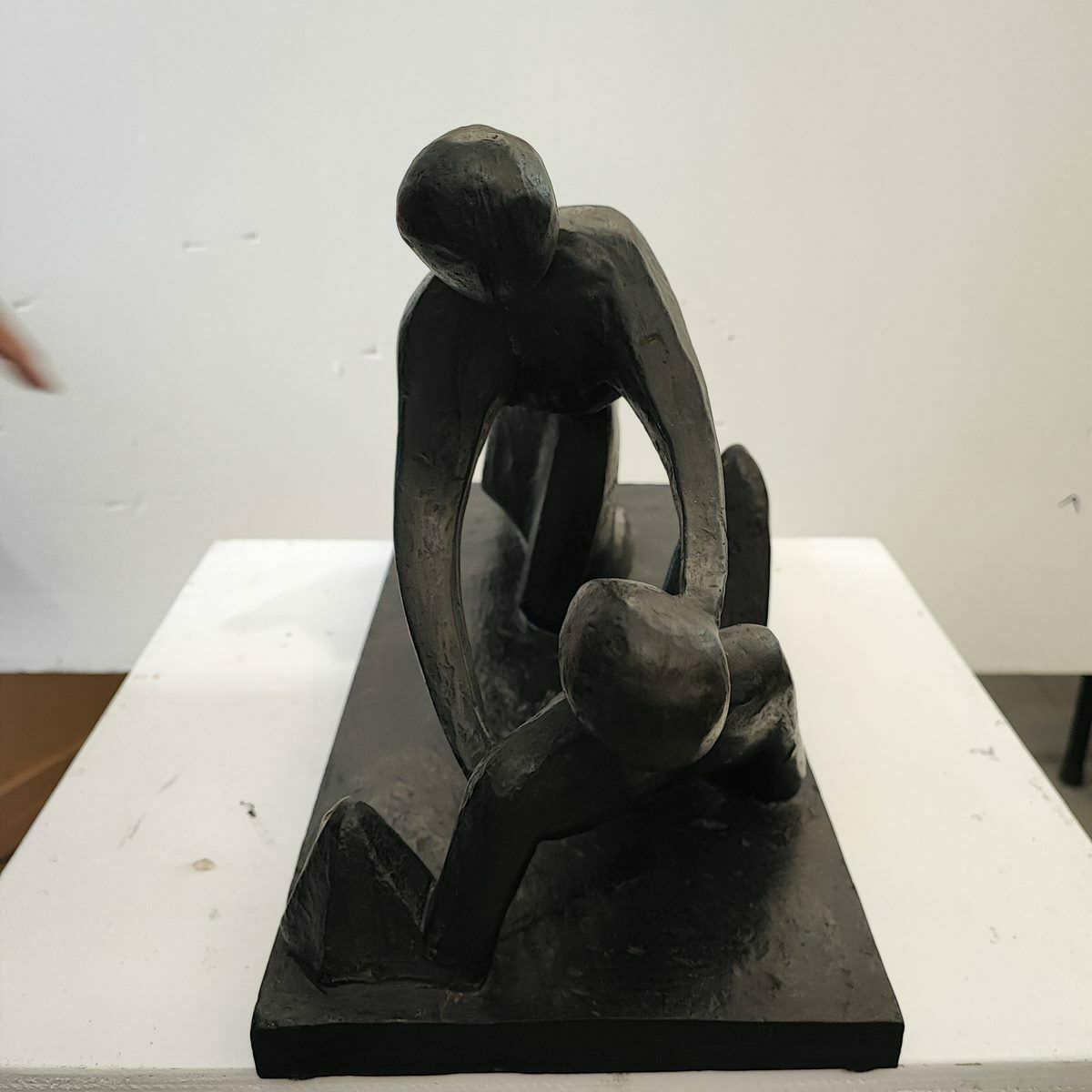 Lost Wax Bronze Sculpture With Ceramic Method Of The Venturi Art Of Virgilio Guidi, Meeting photo vintage