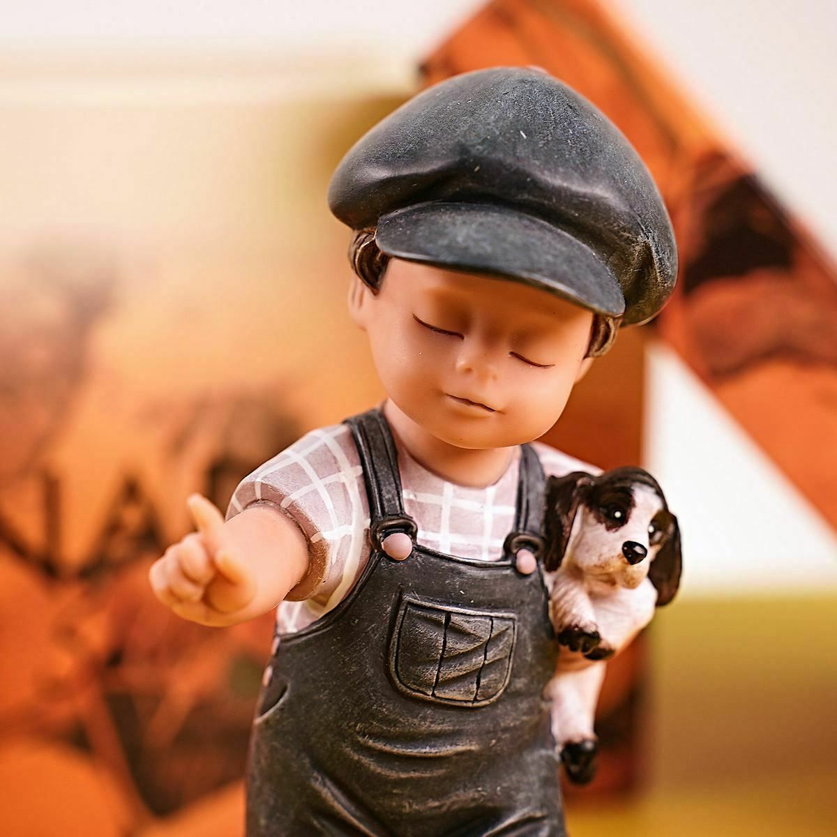 Numbered Nadal Studio Resin Figurine, Child With Dog And Kitten photo furniture