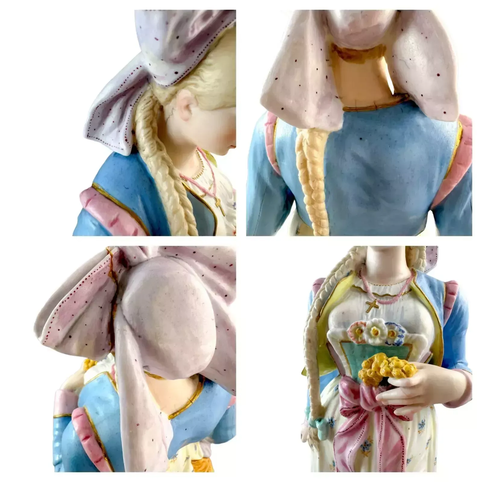 photo vintage Antique French 1870s Louis Philippe Limoges Bisque Porcelain Figural Couple Pair