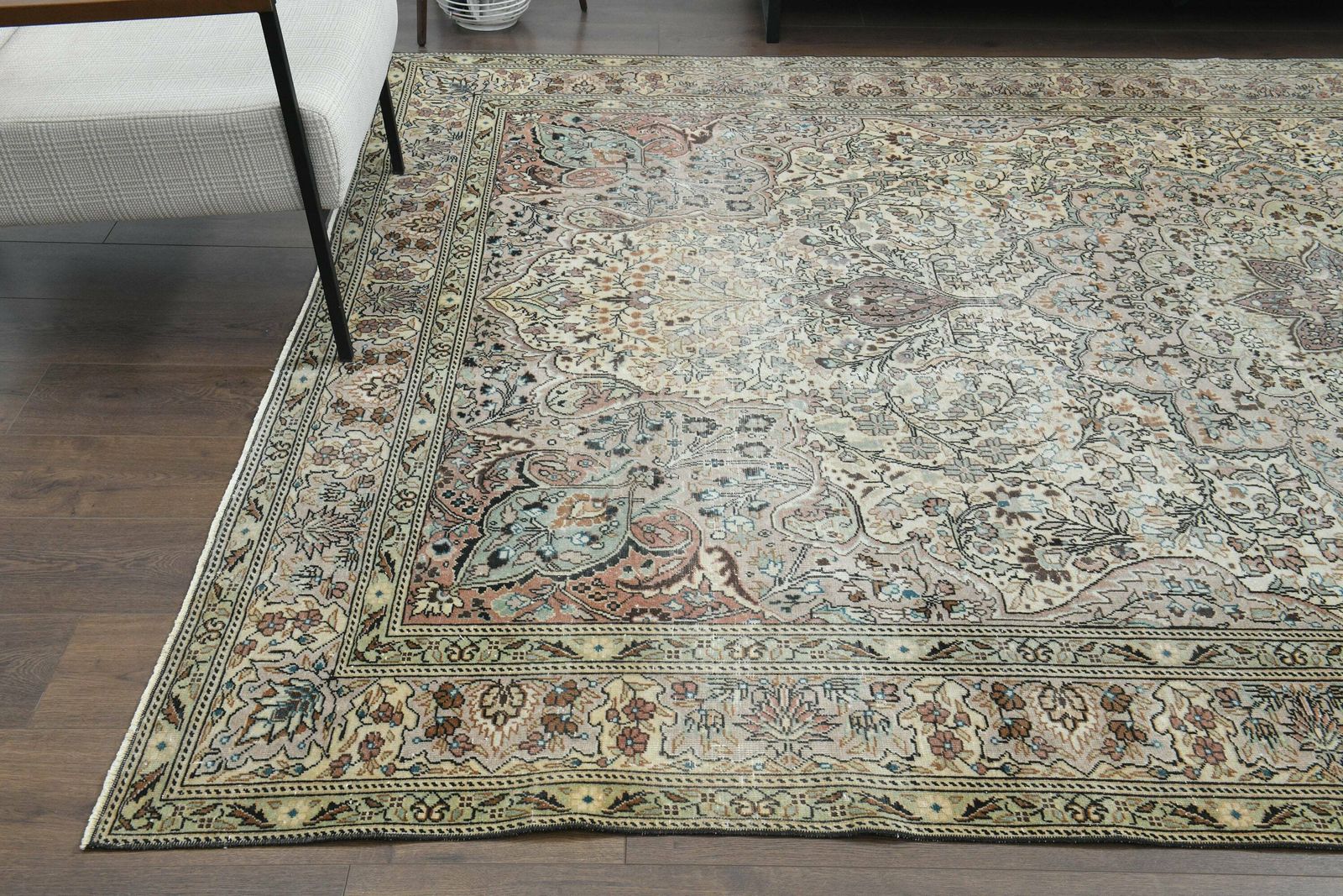 8'x12' Vintage Turkish Rug, Oushak Rug, Handmade Wool Rug, Gift Rug, Art Deco, Area Rug, High Quality, One Of A Kind, Floral Oriental Carpet