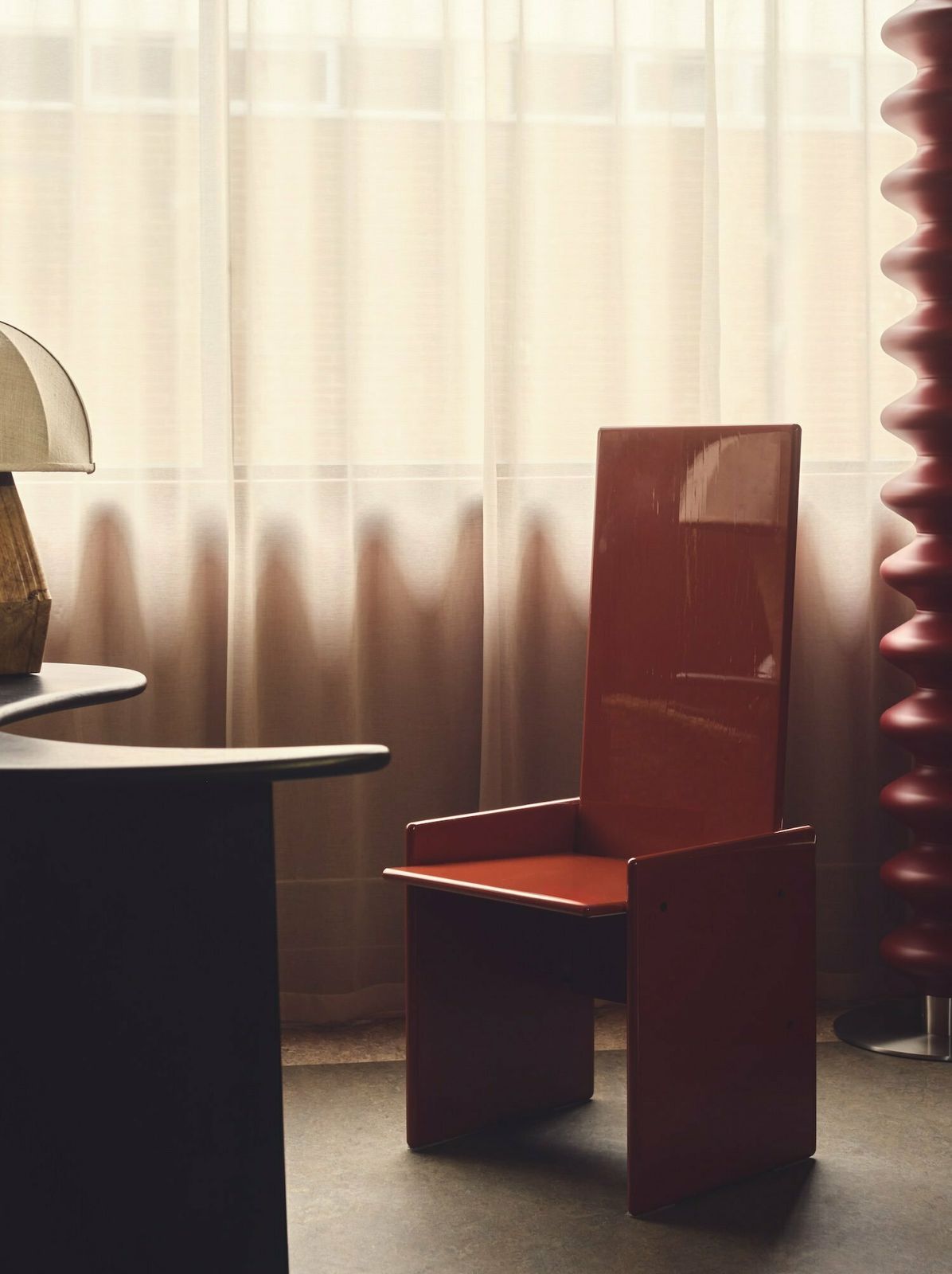 Italian Modern Red Wood Kazuki Chair