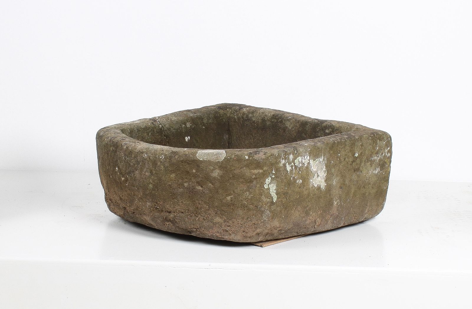 Small D Shape Carved Stone Weathered Sandstone Planter | Bonsai Pot photo furniture