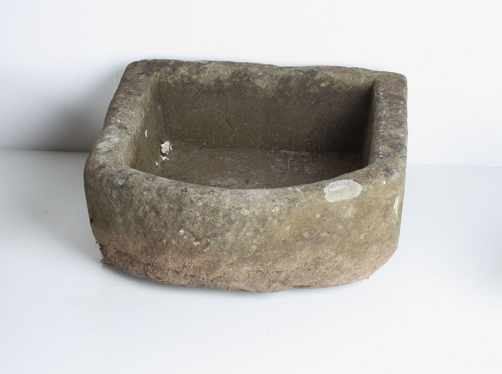 Small D Shape Carved Stone Weathered Sandstone Planter | Bonsai Pot photo buy