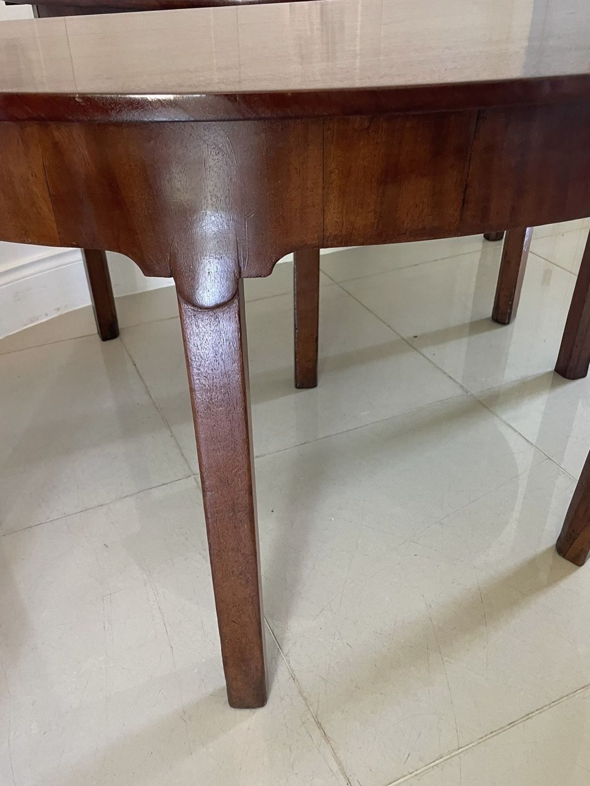 Large Pair Of Antique 19th Century Quality Figured Mahogany Demi Lune Shaped Tables photo buy