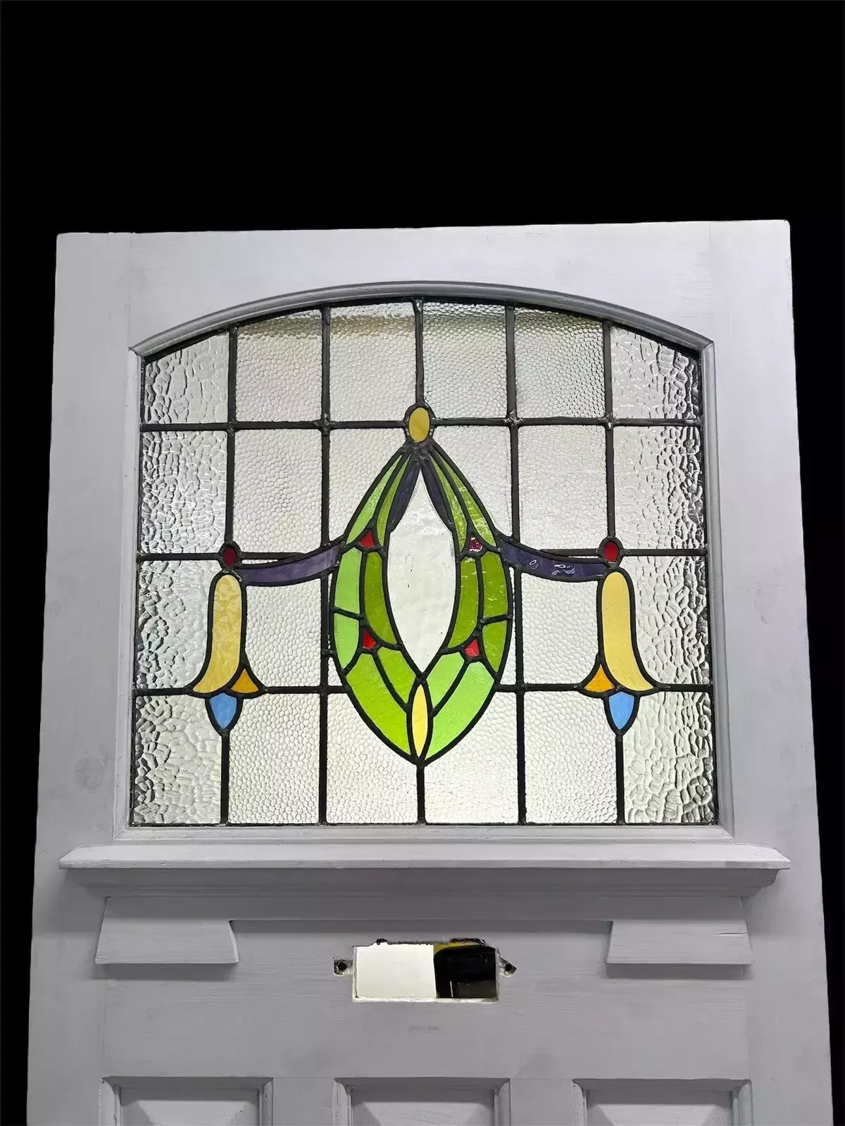 Art Deco Stained Glass Front Door Period Old Reclaimed Antique 20 30 Wood Leaded photo for sale