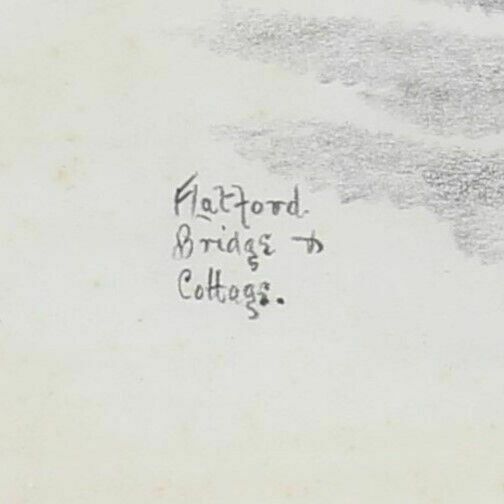Pencil Sketch By Herbert Wynn Hellings Titled Flatford Bridge And Cottage photo Art