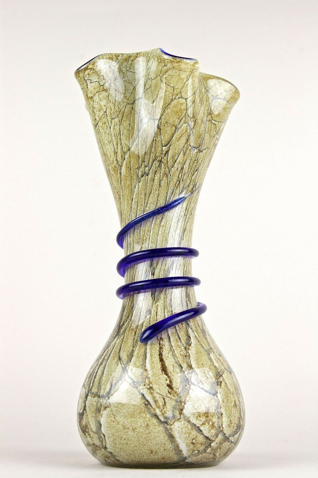 photo for sale Mid Century Modern Murano Glass Vase With Blue Glass Thread, Italy Ca. 1970s