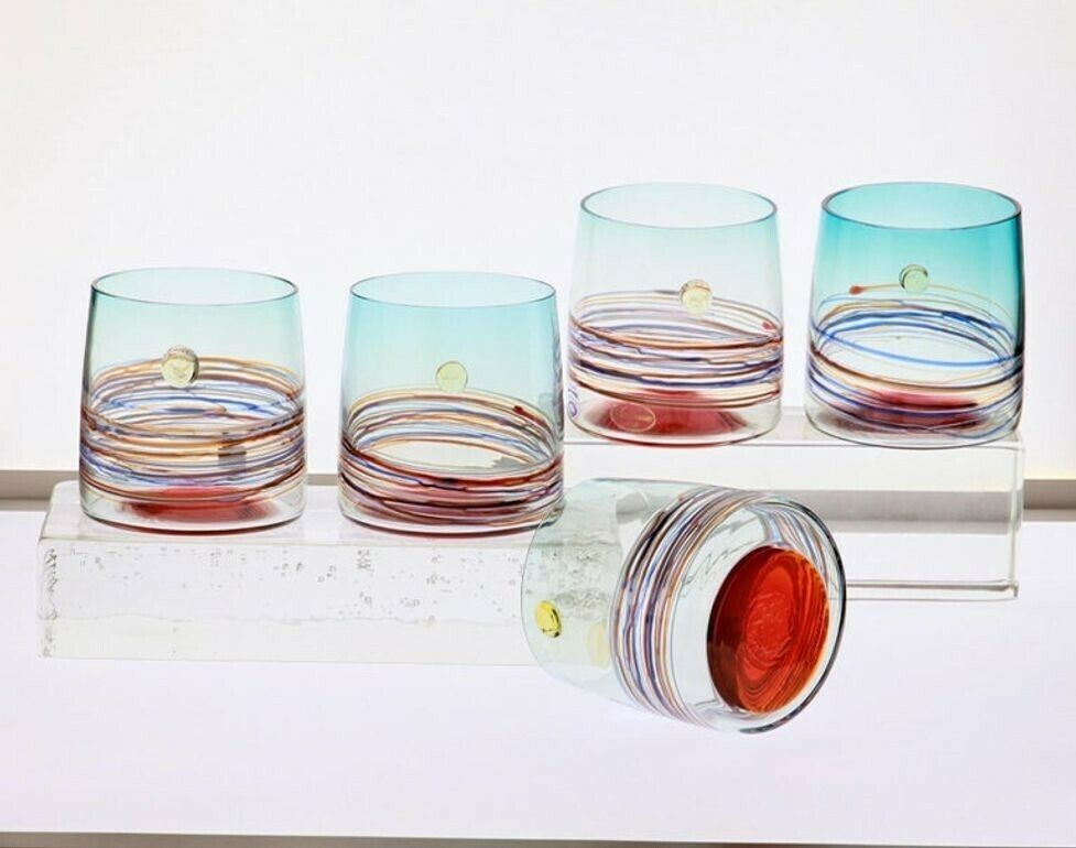 Set Of 10 Murano Tumblers, Cenedese Sfumato 1960, Young Collection, Masterpieces photo buy