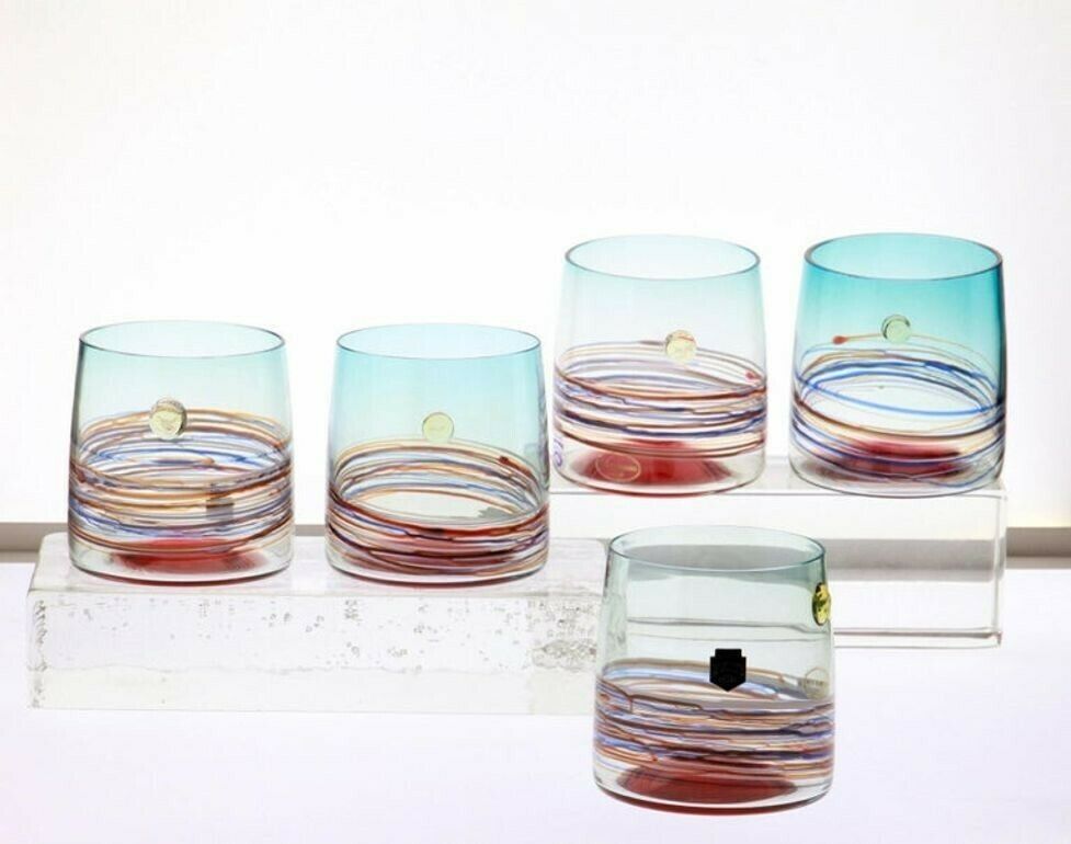 Set Of 10 Murano Tumblers, Cenedese Sfumato 1960, Young Collection, Masterpieces photo vintage