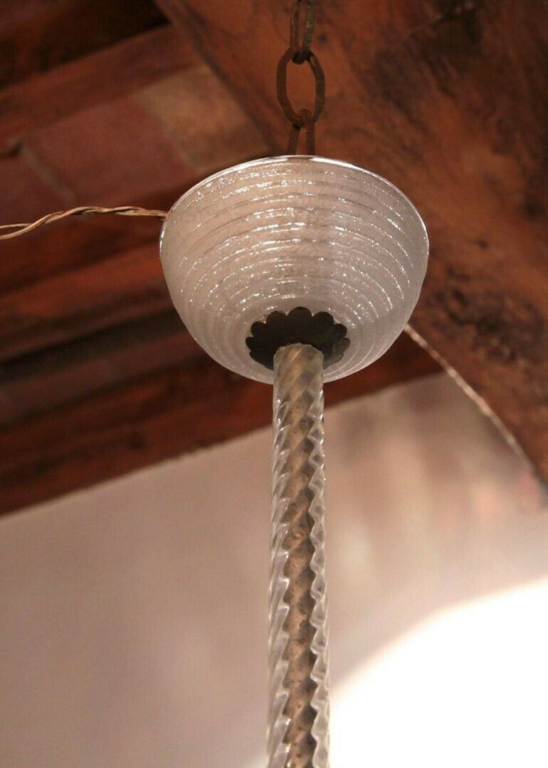 photo furniture Imposing Rare Barovier Fountain Chandelier, White Puligoso, 1930s, Murano Deco