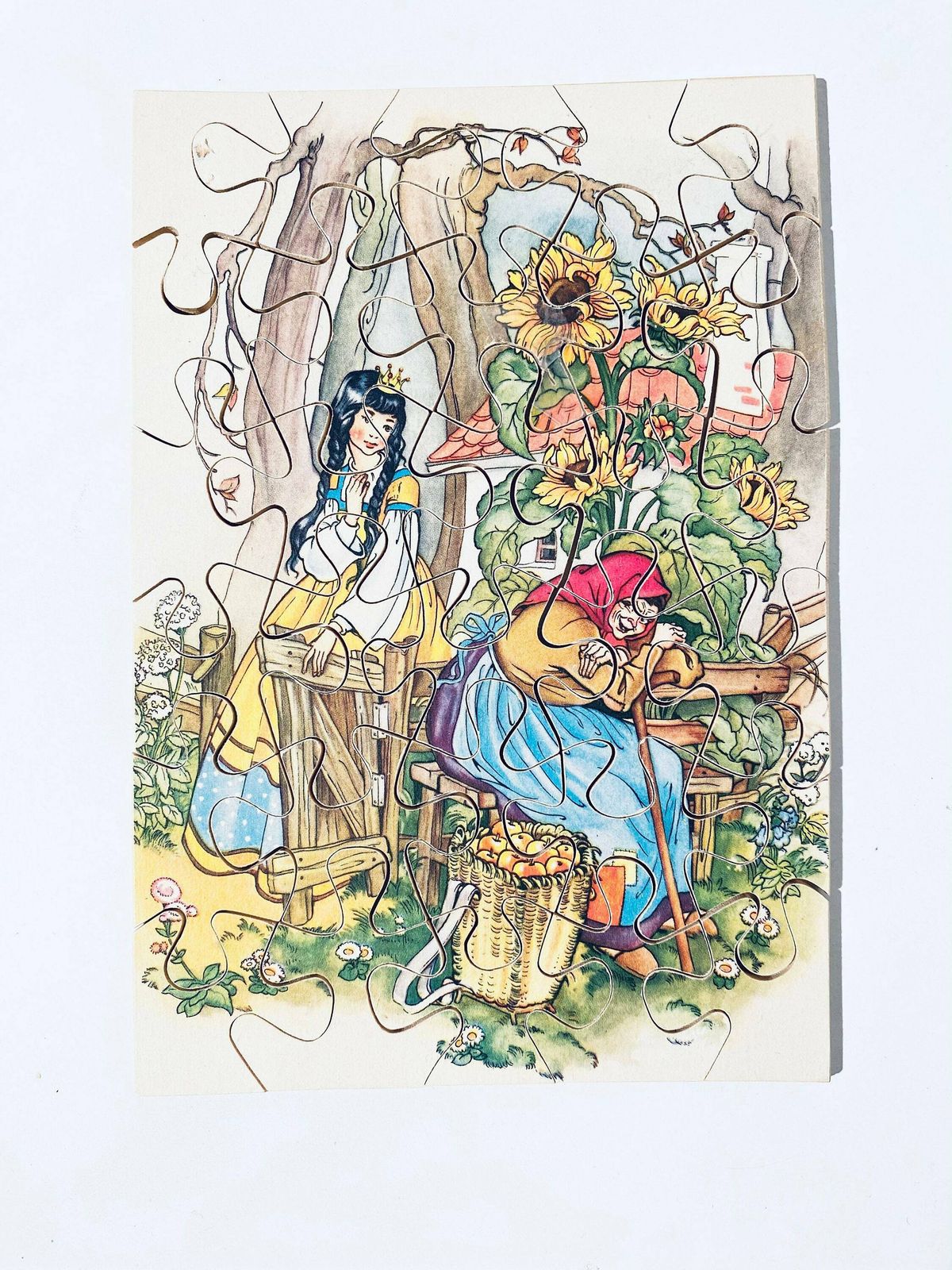 Vintage Children's Snow White Jigsaw Puzzle / 30 Pieces Brothers Grimm / 1960s Penelope Switzerland photo furniture