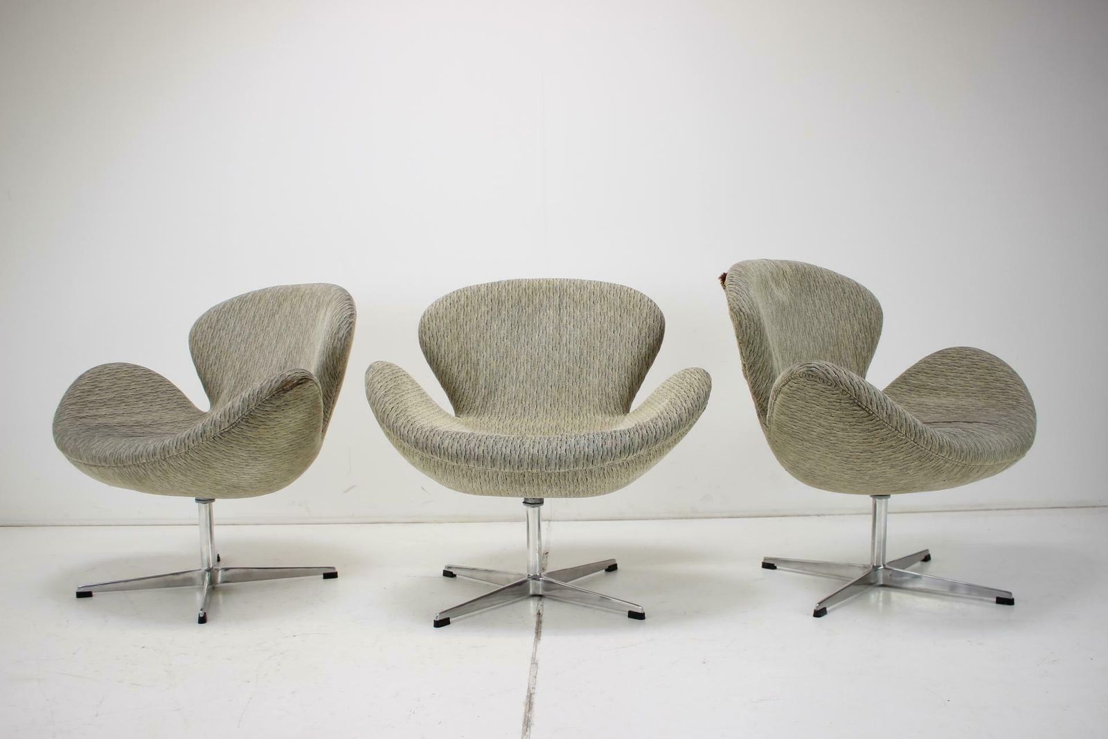 Three Swivel Lounge Armchairs In The Style Of Arne Jacobsen, 1990s photo Furniture