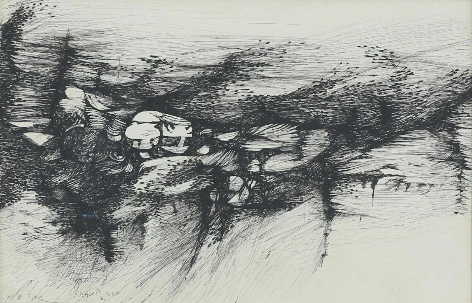 Pencil And Ink Drawing By Sabra Segal Dated August 16th 1962 photo furniture