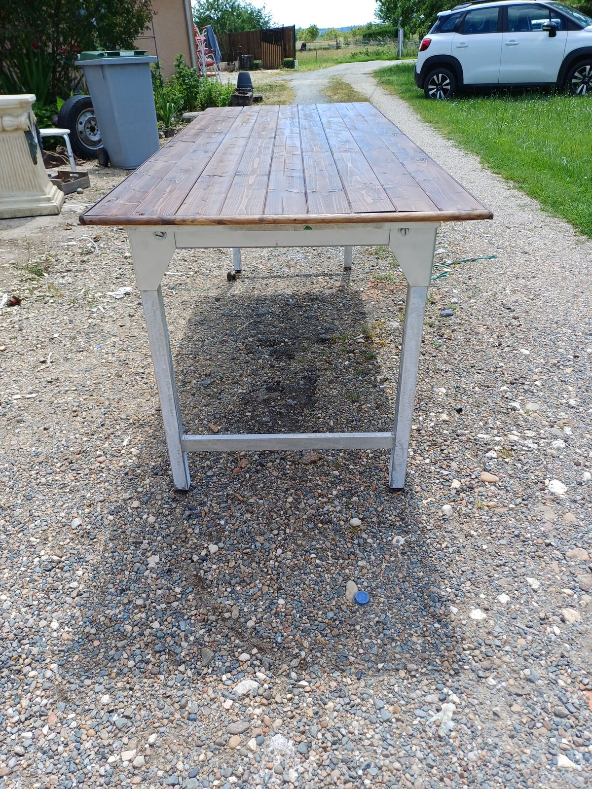 Industrial Table In Aluminum And Wood photo furniture