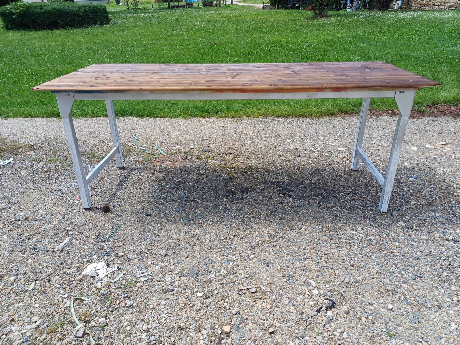 Industrial Table In Aluminum And Wood