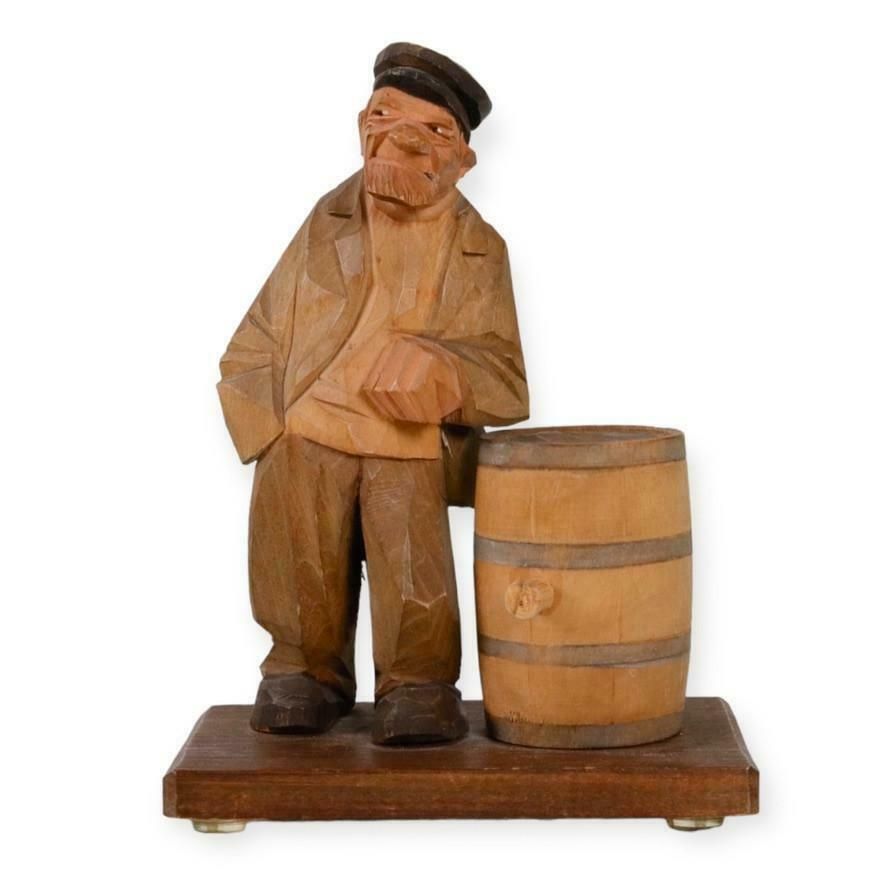 Antique Decorative Wooden Figurine Of Old Man Carl Olof Trygg Carving Sculpture photo Home Decor