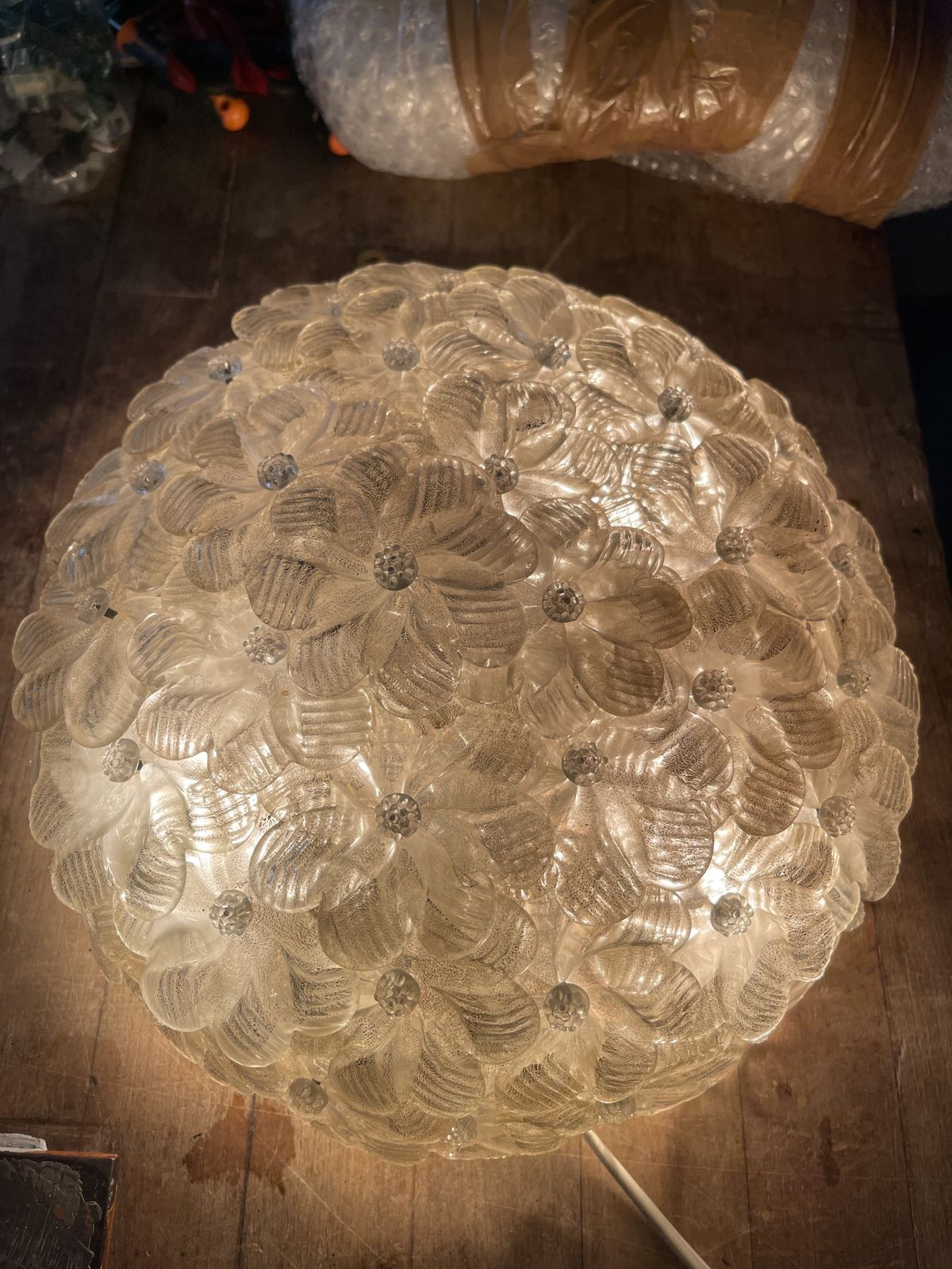 Ceiling Lamp Bunch Of Flowers Murano Art Glass, 1940s Mid Century Modern  photo buy