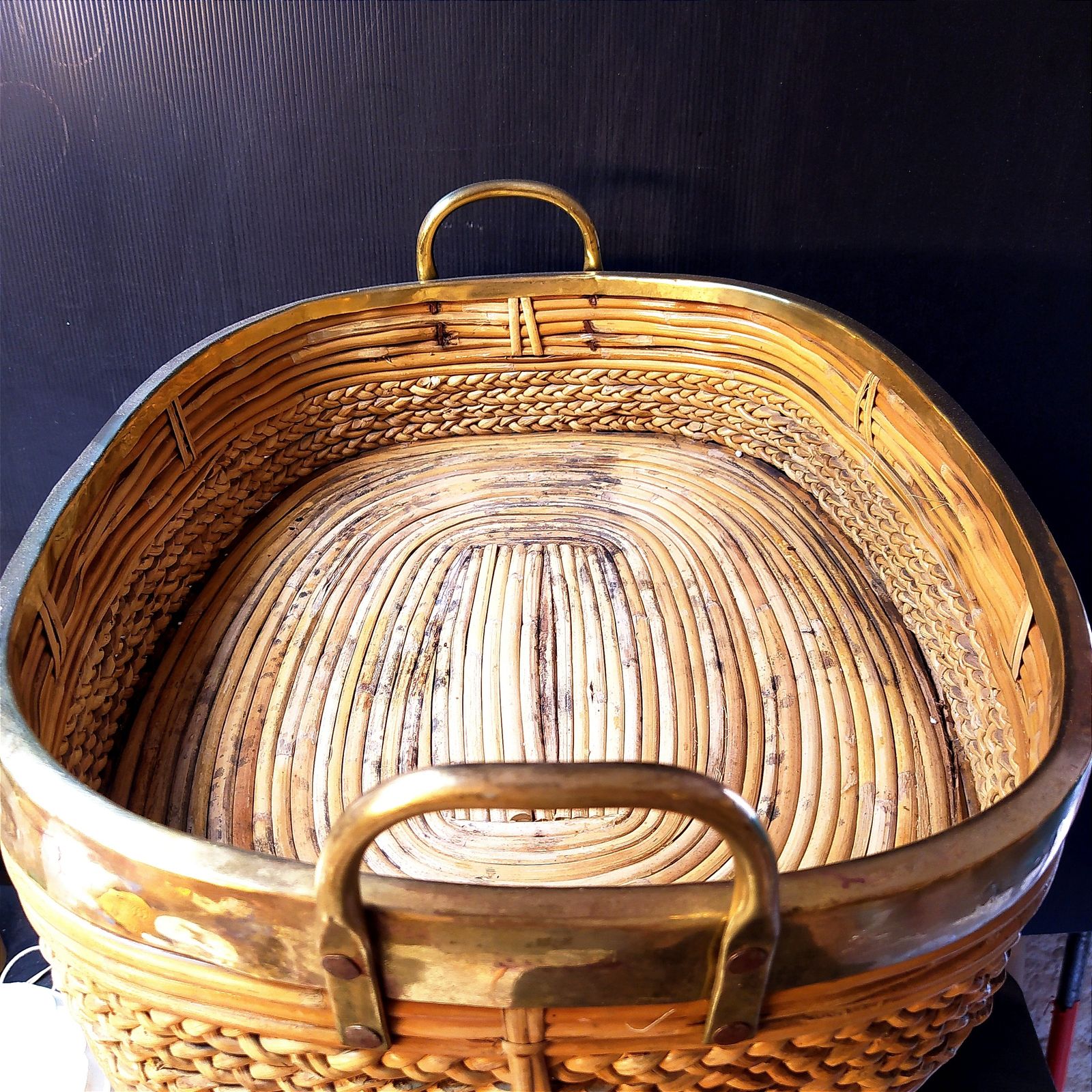 1970's Large Pencil Reed Basket. photo for sale