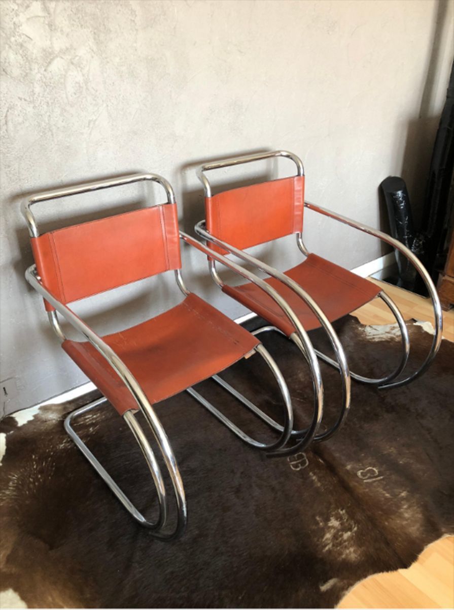 photo furniture Model Mr20 Side Chairs By Ludwig Mies Van Der Rohe, 1960s, Set Of 2