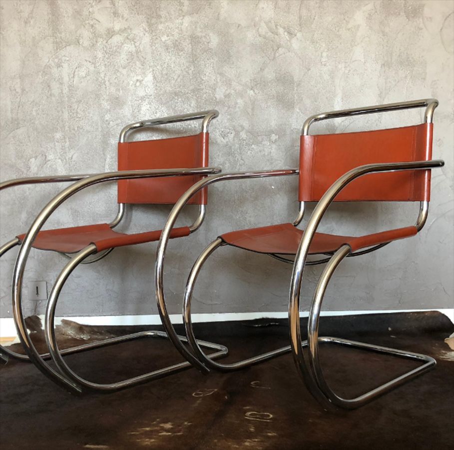 photo for sale Model Mr20 Side Chairs By Ludwig Mies Van Der Rohe, 1960s, Set Of 2