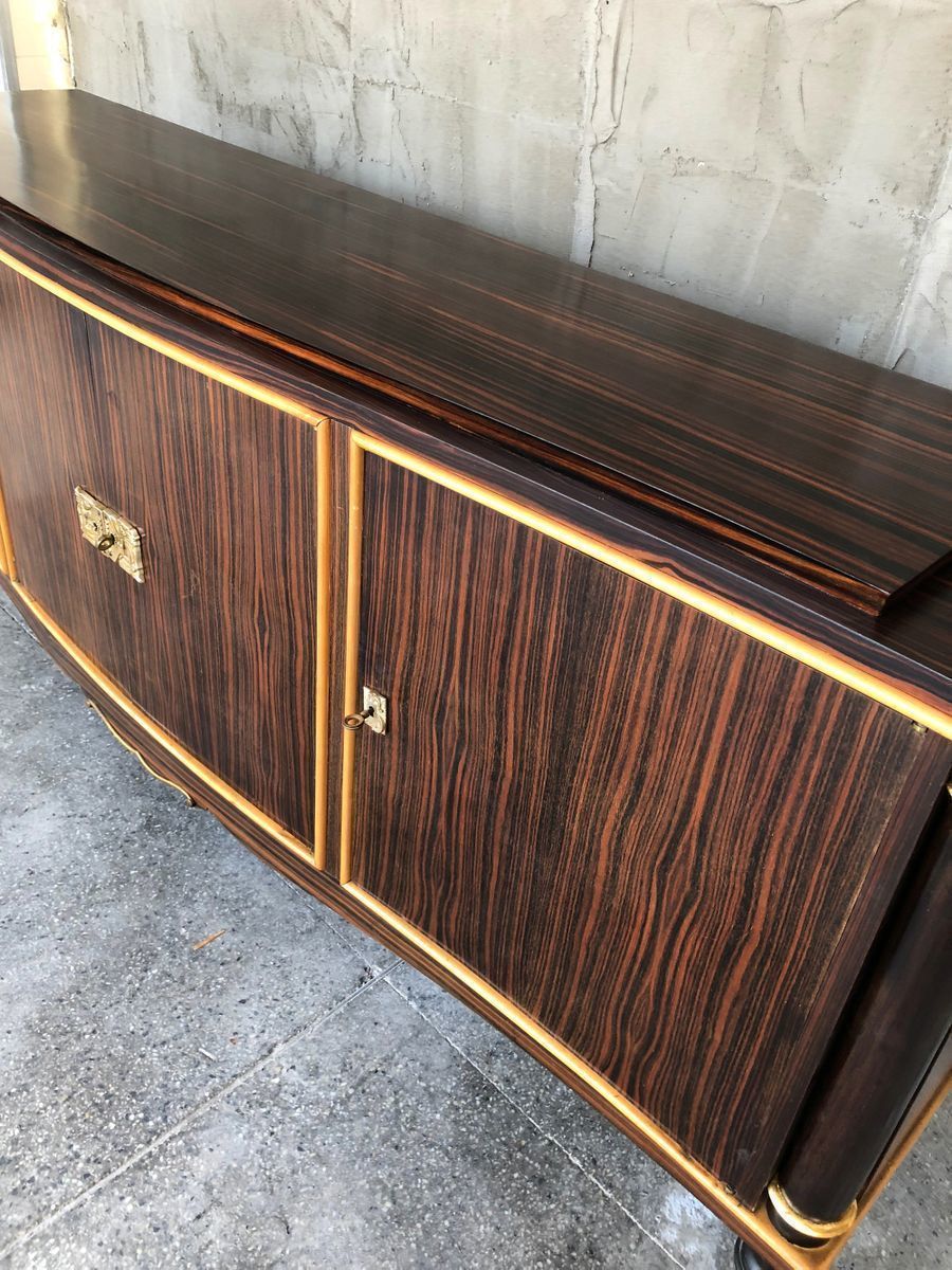 French Macassar Art Deco Masterpiece Sideboard, 1940s photo vintage