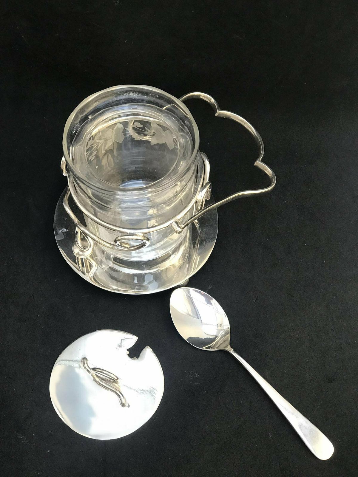 Potje Voor Condimenten, Mosterd Of Jam – Mosterdpot – Gelei – Honing – Met Lepel – Brits Kristallen Schaaltje – Ontbijttafel – Kerst – Bruiloft – Cadeau photo furniture