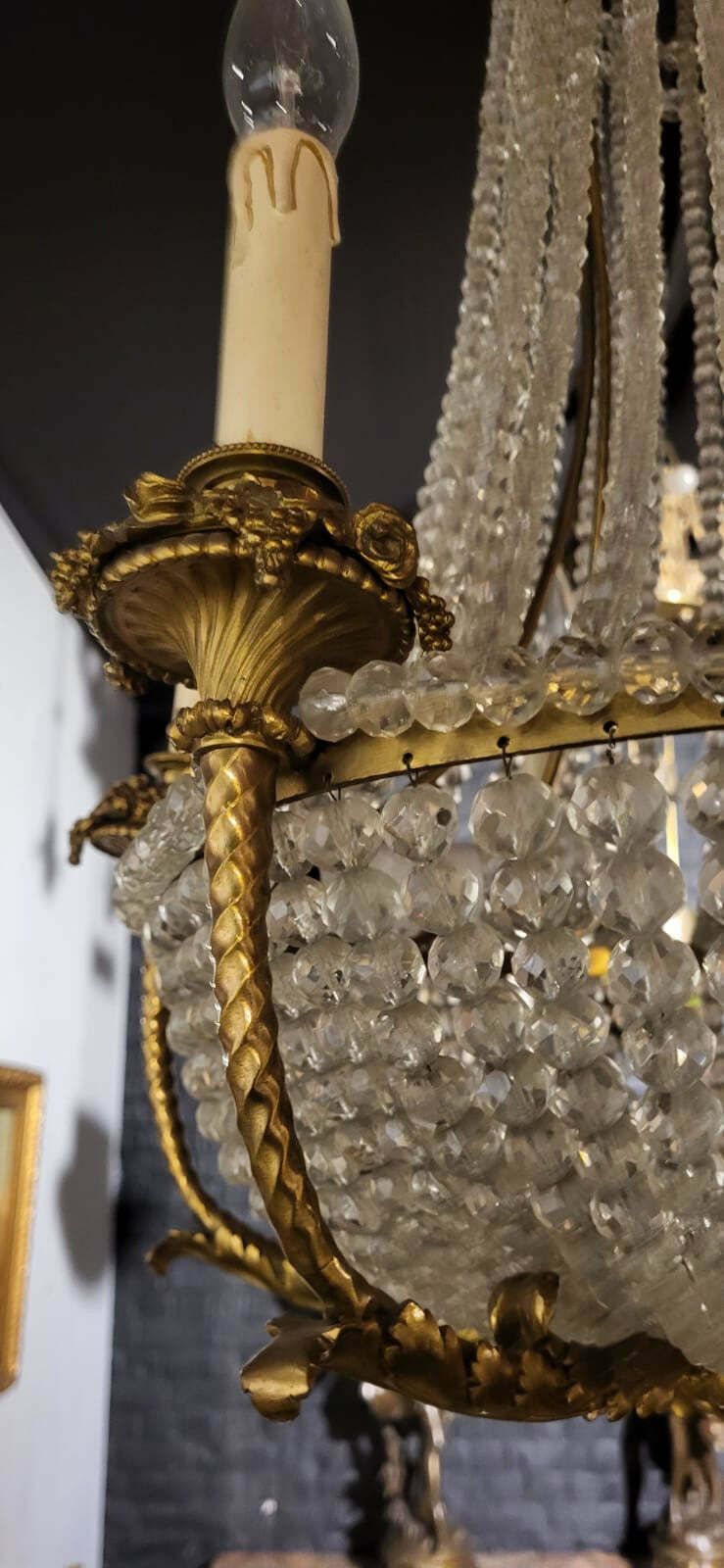 Very Rare, 19thc, French Empire Chandelier, Bronze And Crystal photo 2875.0