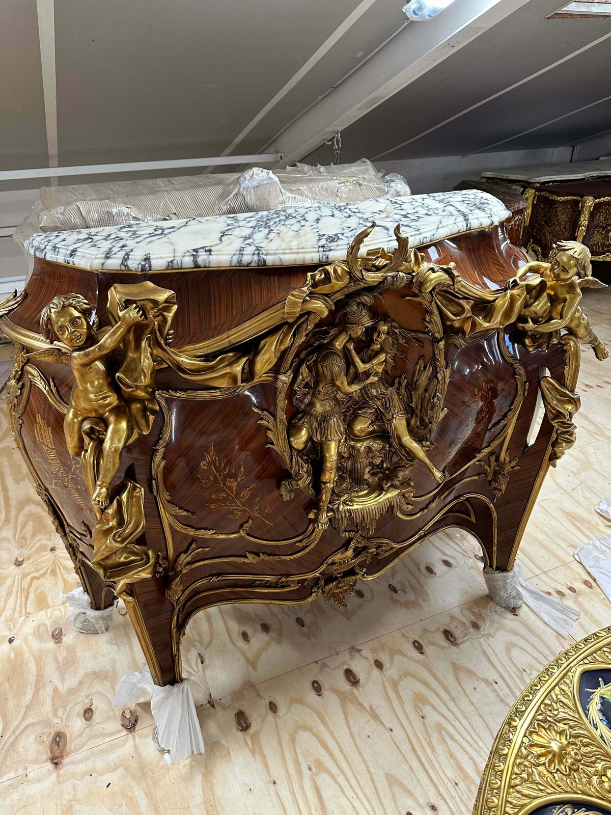 French Louis XV, Linke, Marble Top, Bronze Mounted Cupboard (260kgs) photo for sale