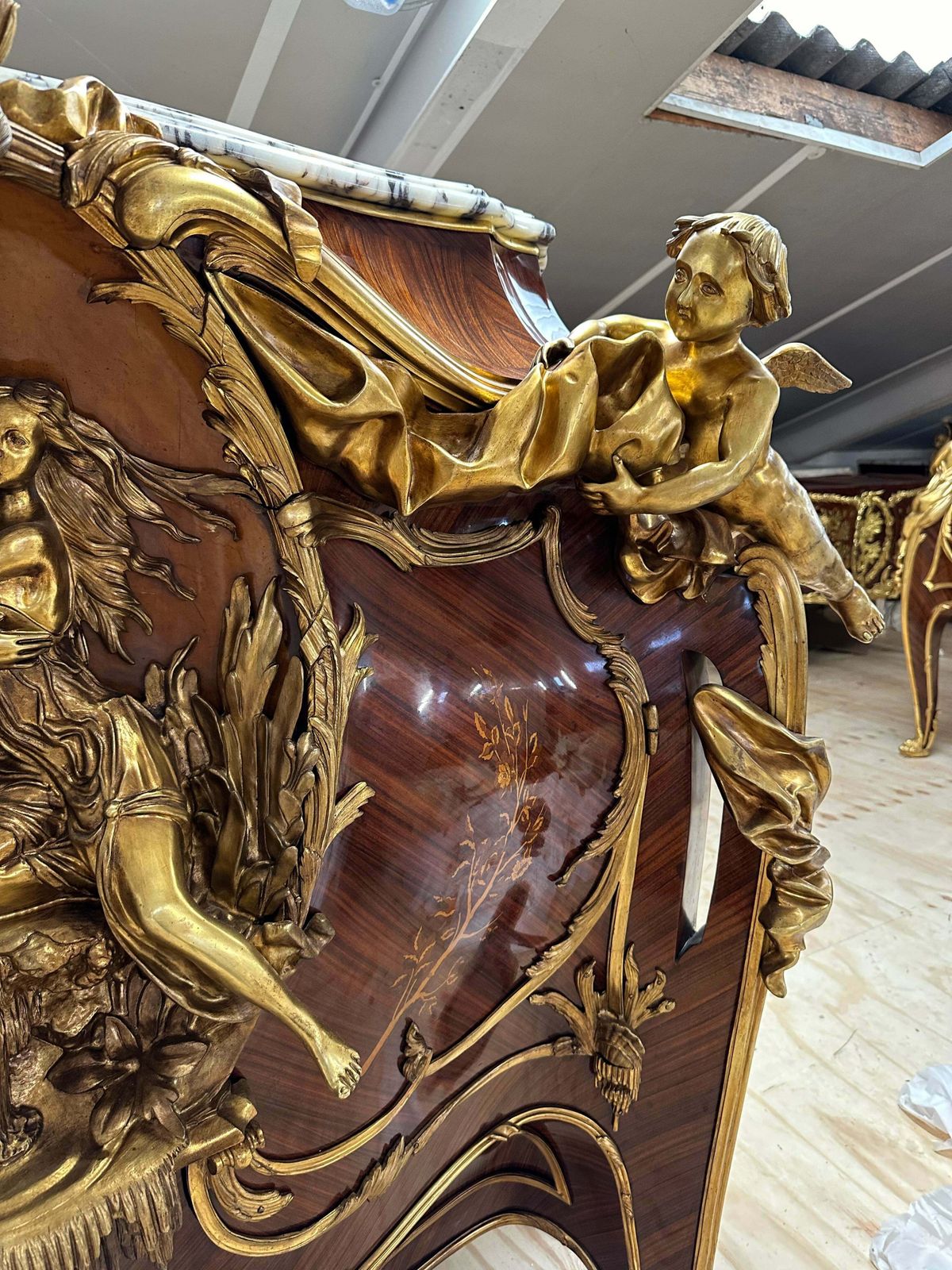 French Louis XV, Linke, Marble Top, Bronze Mounted Cupboard (260kgs) photo vinterior