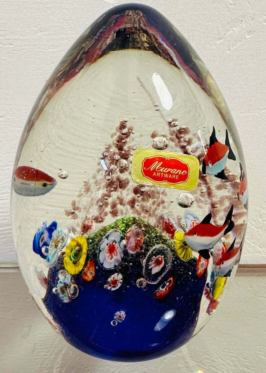 Contemporary Chinese Aquarium Murano Style Glass Paperweight photo buy