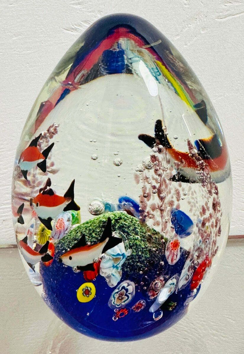 Home Decor Contemporary Chinese Aquarium Murano Style Glass Paperweight photo