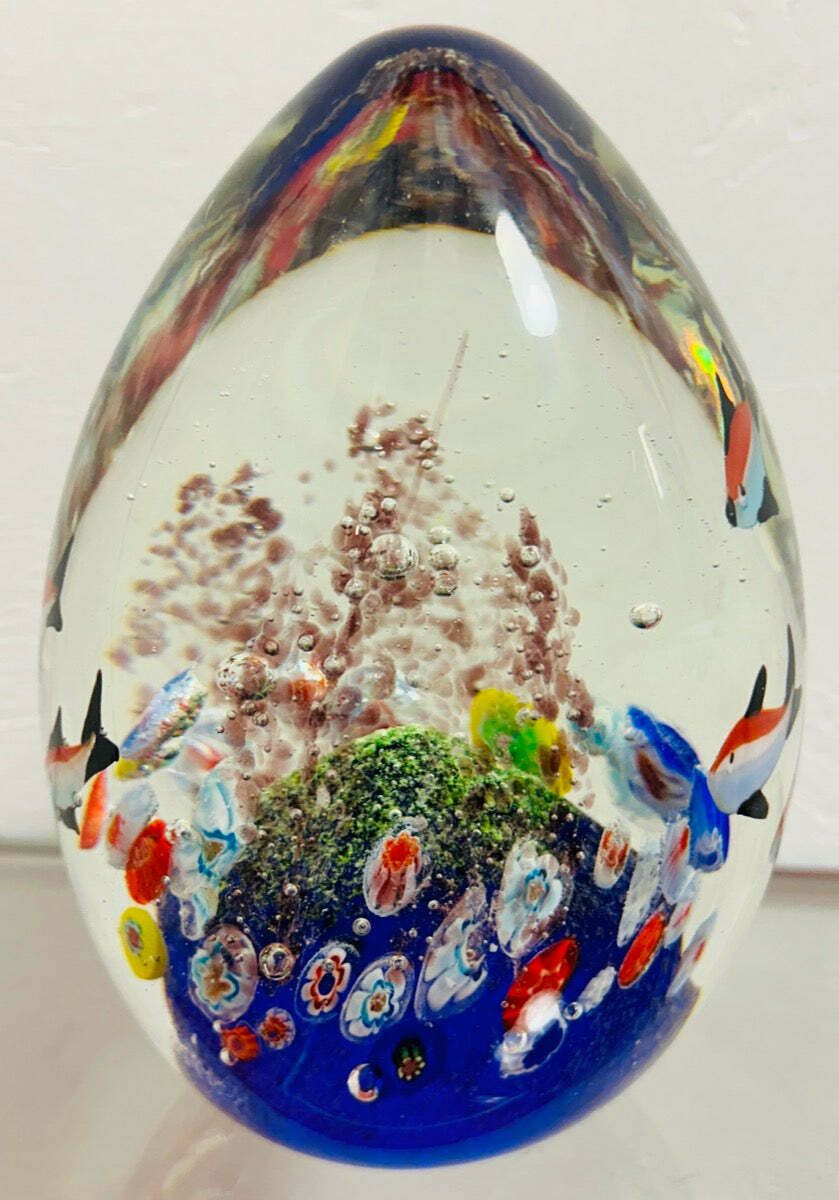 225.0 Contemporary Chinese Aquarium Murano Style Glass Paperweight photo