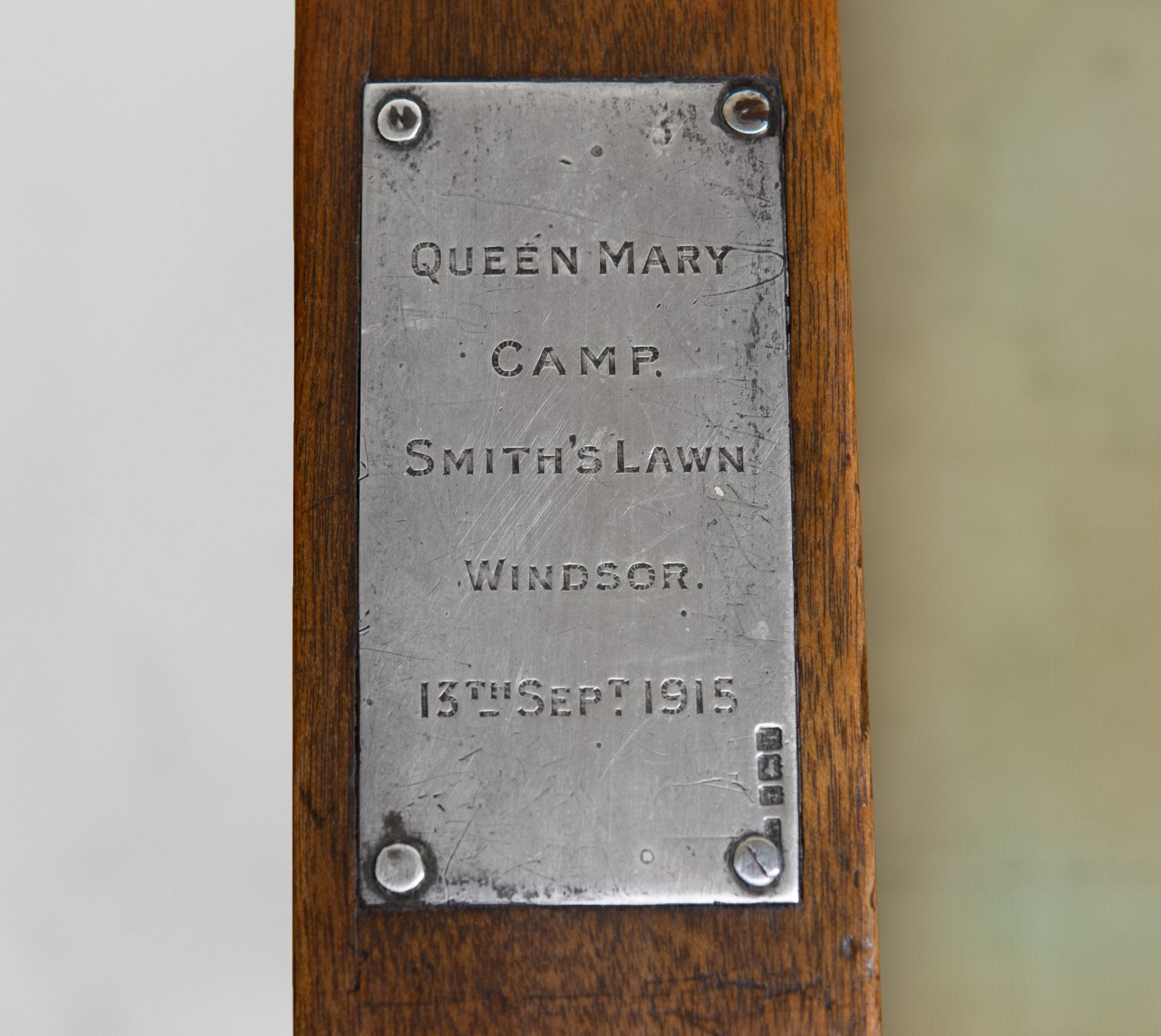 Antique Folding Chair Royal Military Interest Smith's Lawn Windsor 1915 Silver Plaque photo vintage