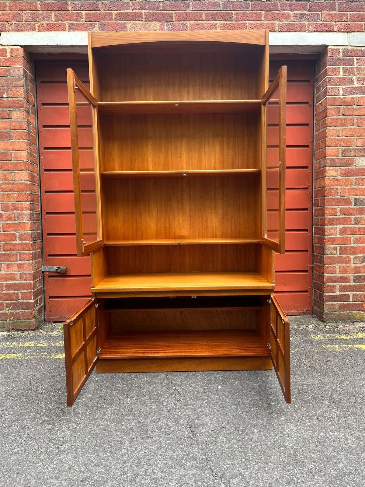 Vintage 1970s Nathan Furniture Mid Century Teak Glazed Display Cocktail Drinks Cabinet photo Furniture