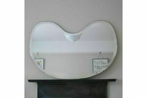 Ex Large Heart Kidney Art Deco Frameless Bevel Edged Overmantle Mirror photo 150.0