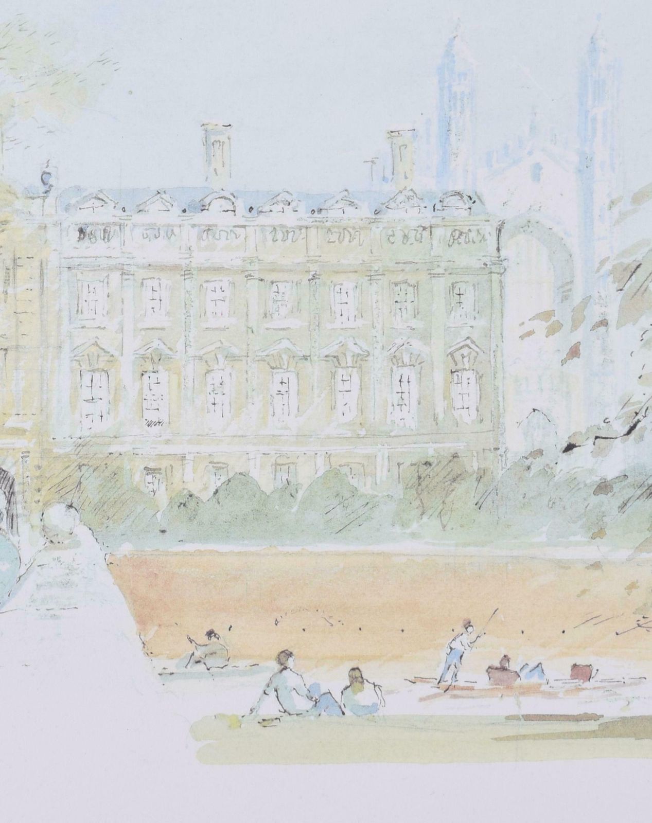 Hugh Casson Clare College, Cambridge Lithograph By Hugh Casson 1989 photo for sale
