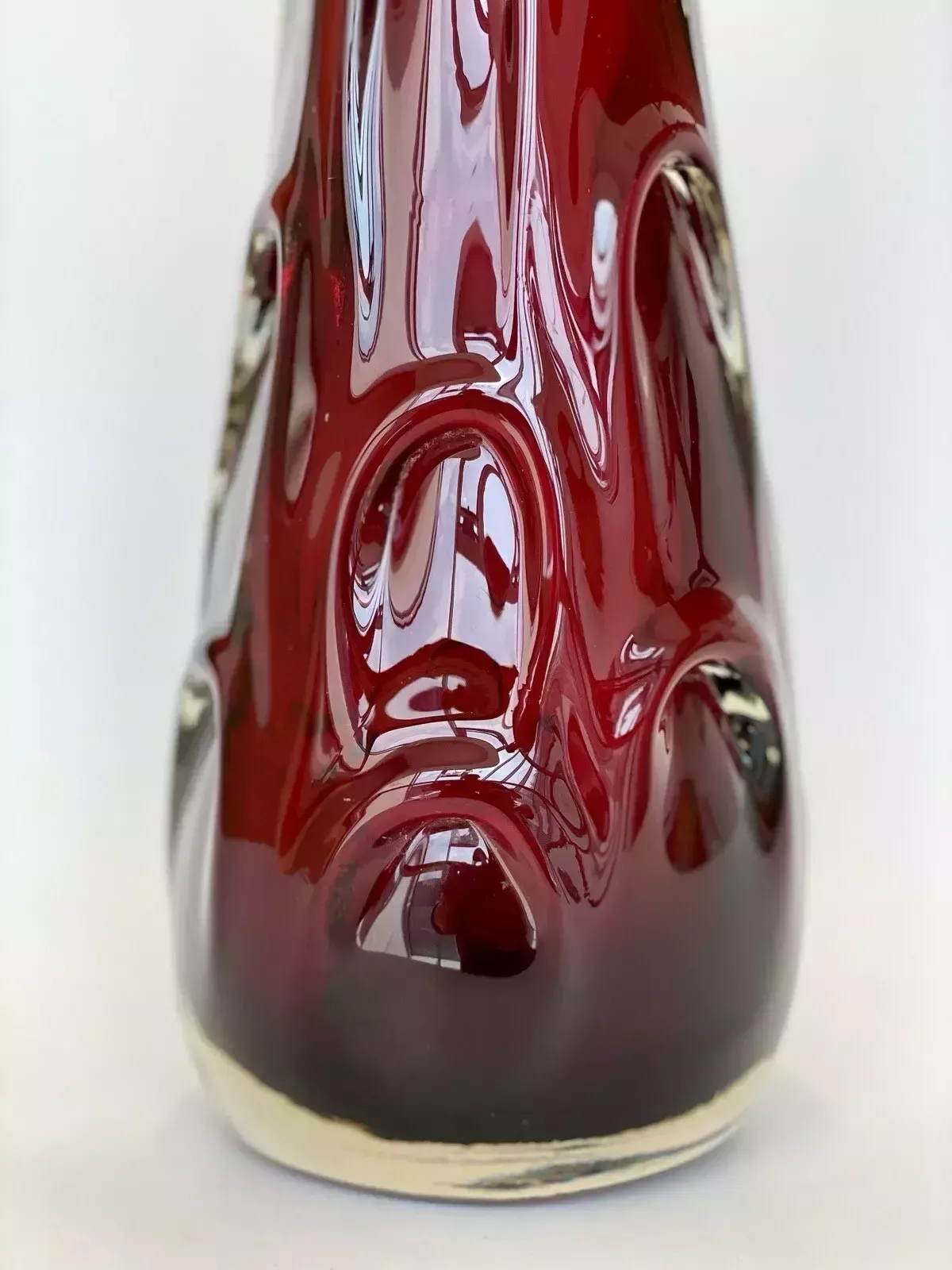 photo for sale Czech Glass Vase Jan Beranek Skrdlovice Ruby Red Mid Century Vintage Art Glass