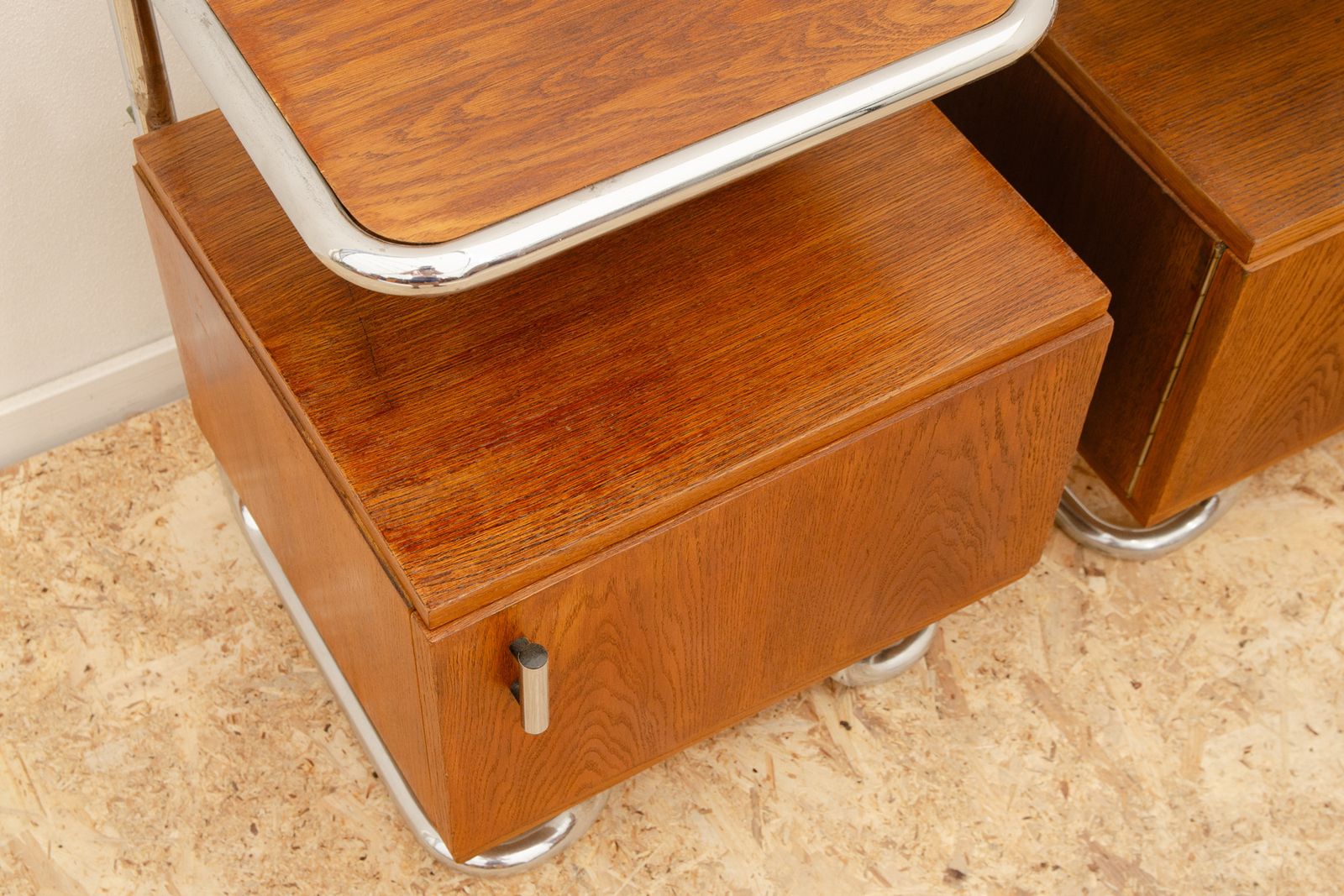 Furniture Pair Of Functionalist Chromed Night Stands By Vichr & Spol, 1950’s, Czechoslovakia photo